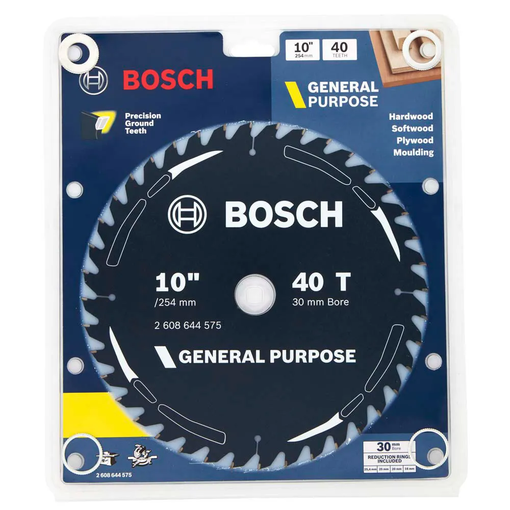 BOSCH 254mm 40T TCT Circular Saw Blade for Wood Cutting - GENERAL PURPOSE