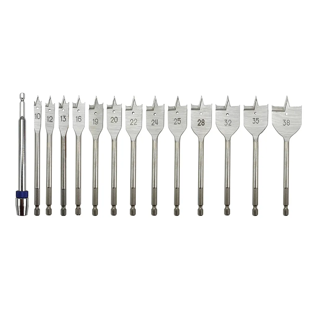 MARXMAN 10-38mm Spade Wood Drill Bit Set w/ Extension Bar - 13 Piece MSBS13PC