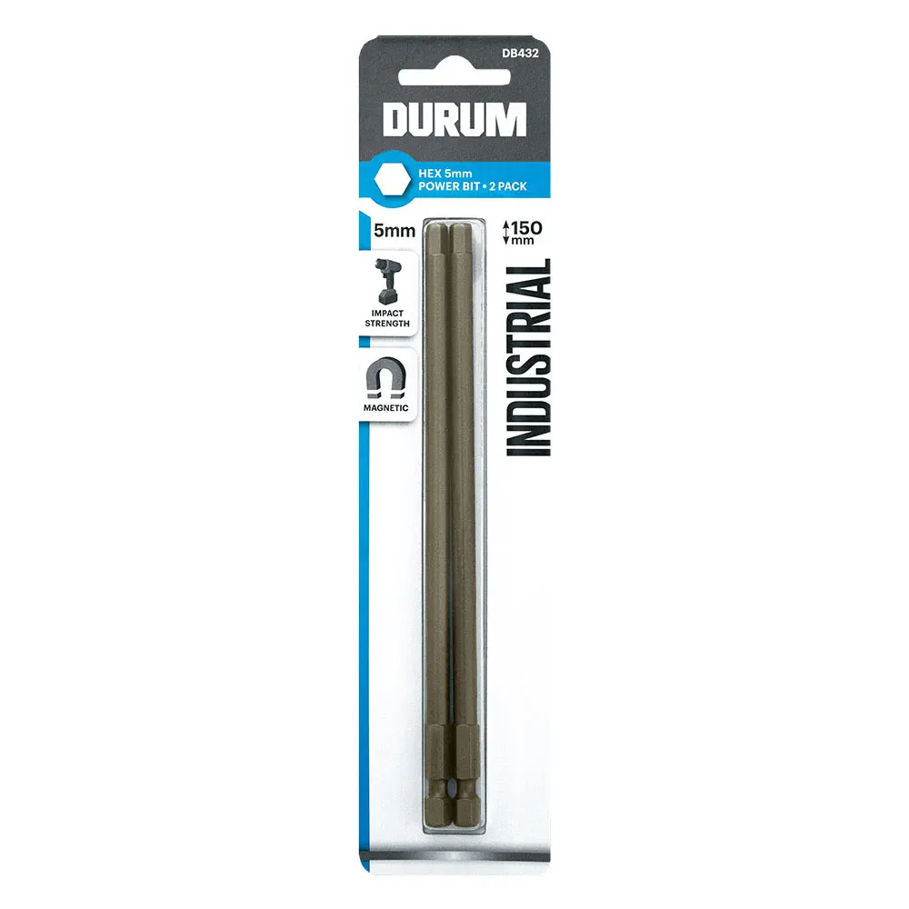 DURUM 5 x 150mm Hex Power Screwdriver Bit - 2 Piece DB432
