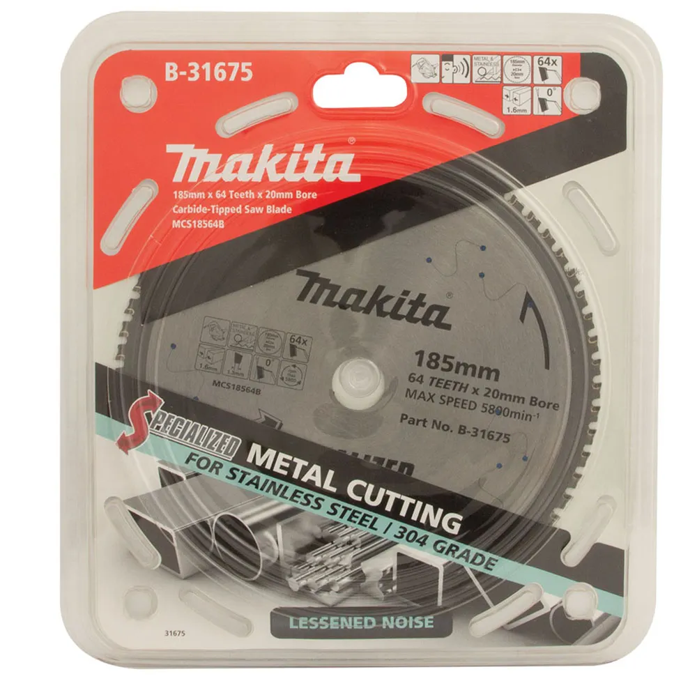 MAKITA 185mm 64T TCT Circular Saw Blade for Stainless Steel Cutting - SPECIALIZED