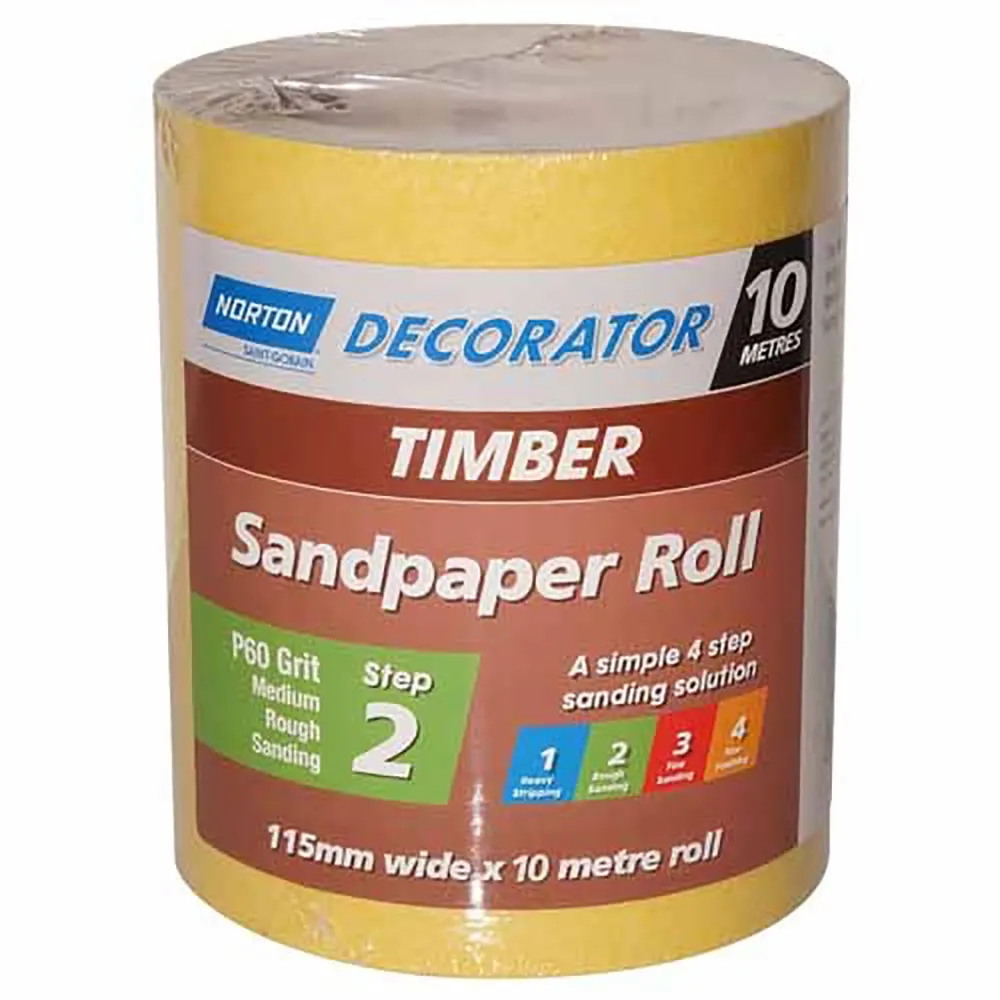 NORTON 115mm x 10m 60-Grit Sanding Roll for Wood - DECORATOR