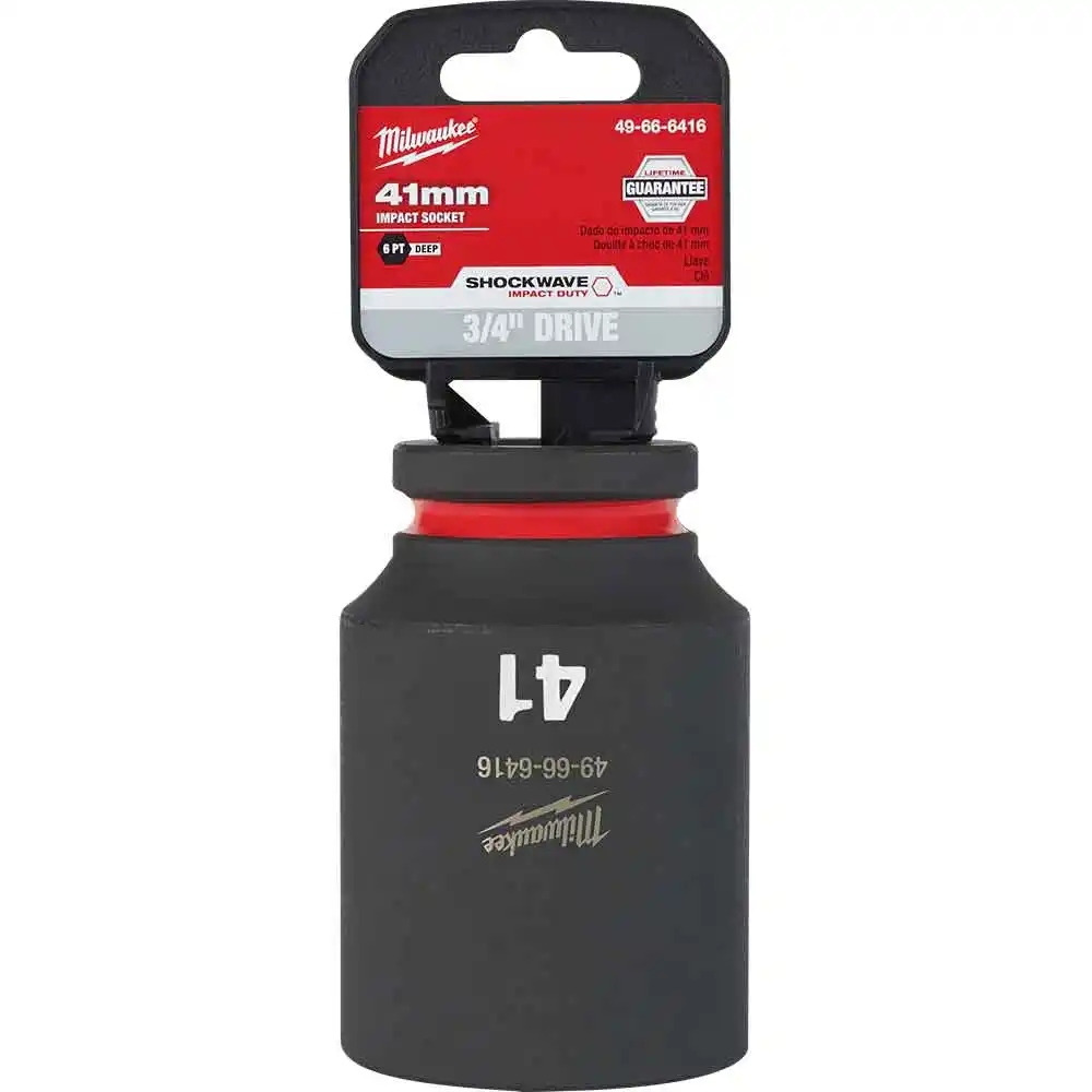 MILWAUKEE SHOCKWAVE 3/4inch Drive 41mm Deep 6 Point Impact Socket 49666416