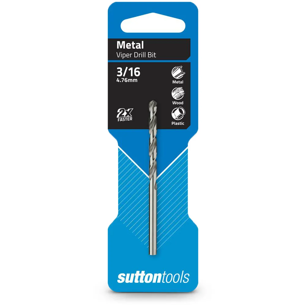 SUTTON 3/16inch x 89MM HSS-Bright Jobber Drill Bit - VIPER D1050476