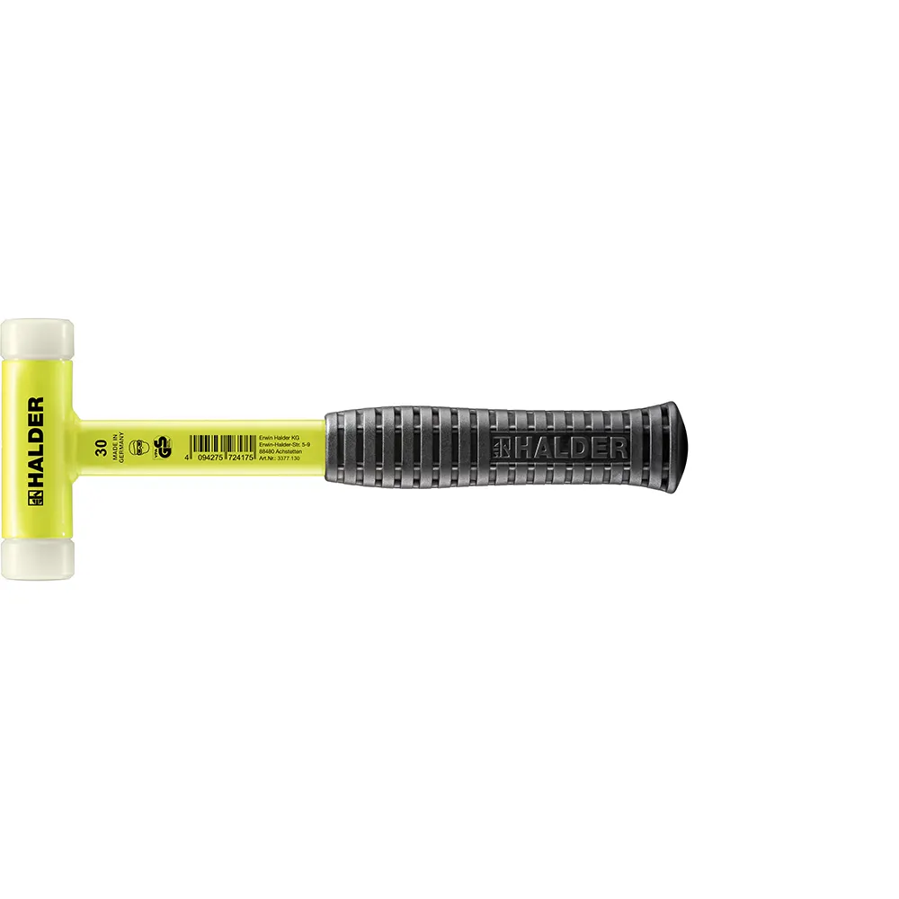 HALDER 30mm 360g Dead Blow Hammer Steel Soft Grip Nylon Tips 3377.W130