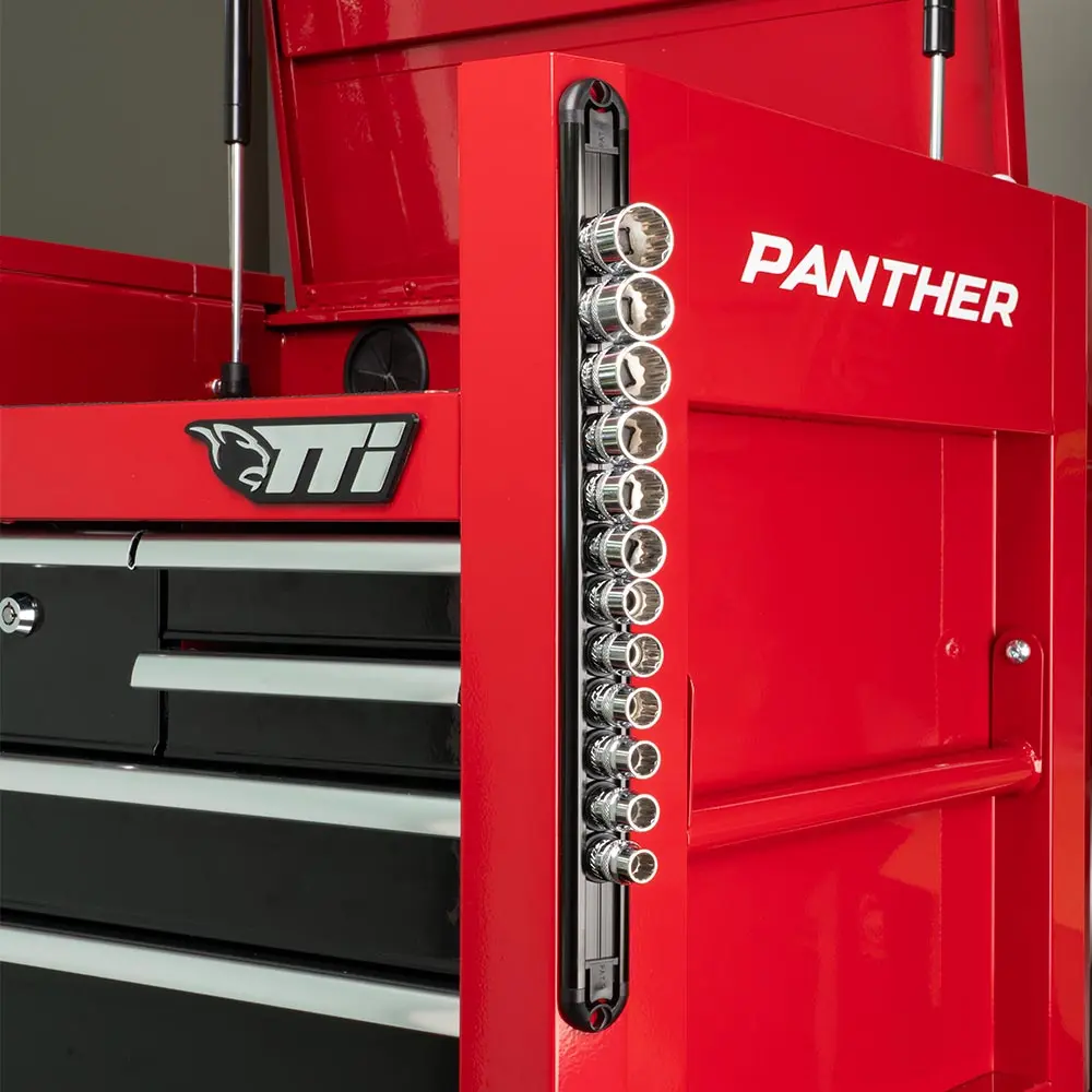 TTI 3/8" Dr 12 Clip Magnetic Socket Rail Black TTI38DMSR