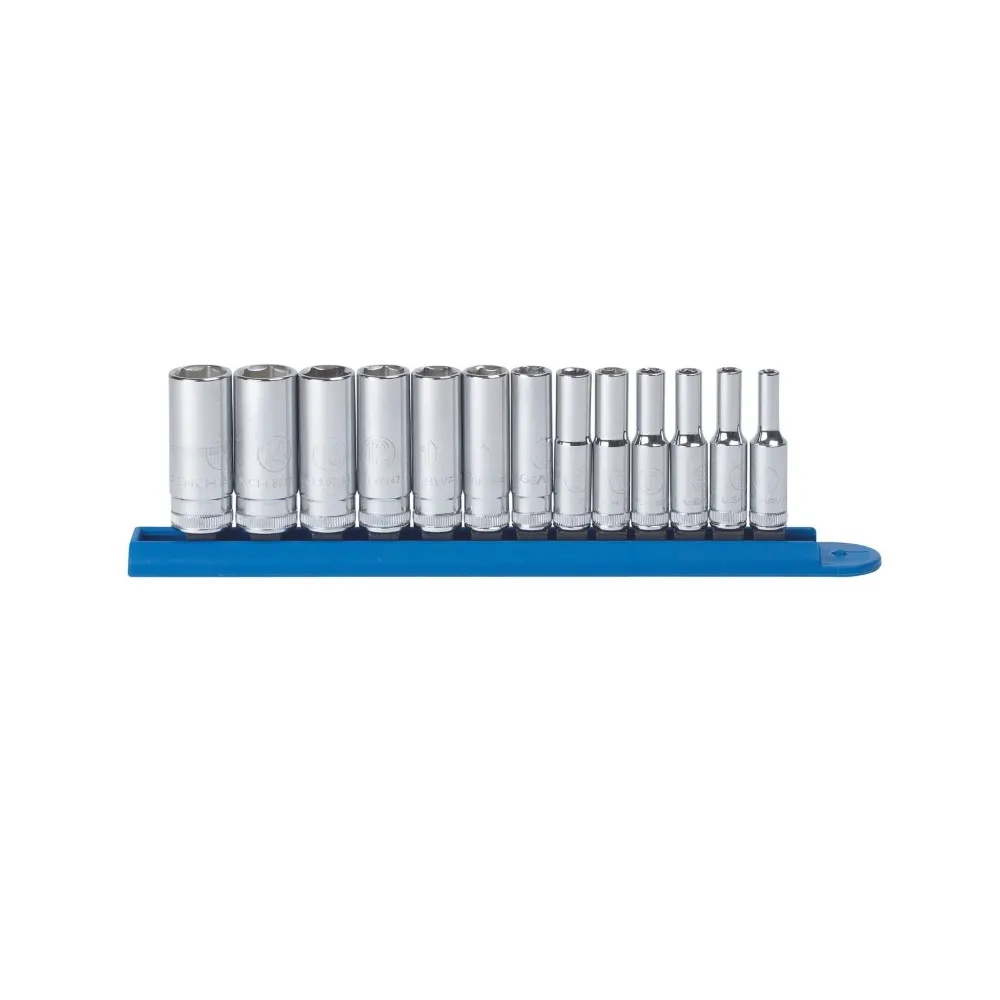 GEARWRENCH 1/4inch Drive Met 6PT Deep Socket Set 13pc on Rail 80304