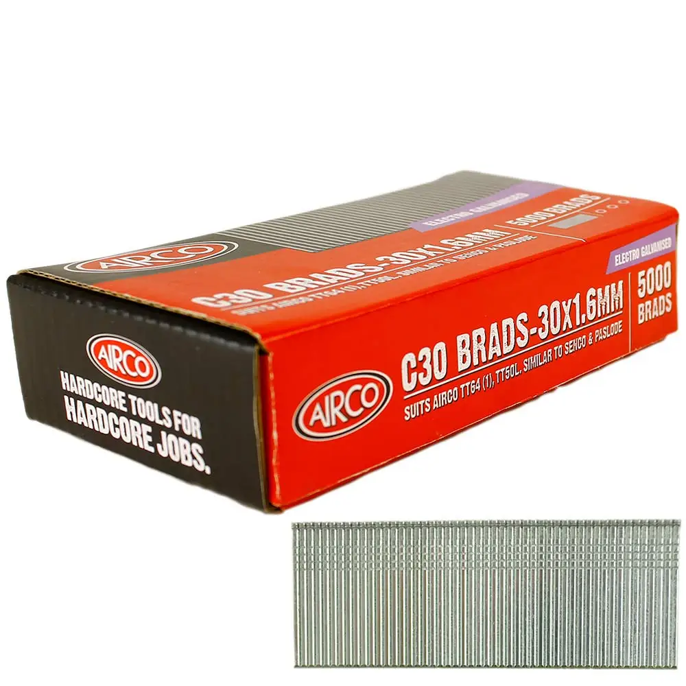 AIRCO C Series Electro Galvanised Brad Nail - 30mm Box of 5000 BC16300