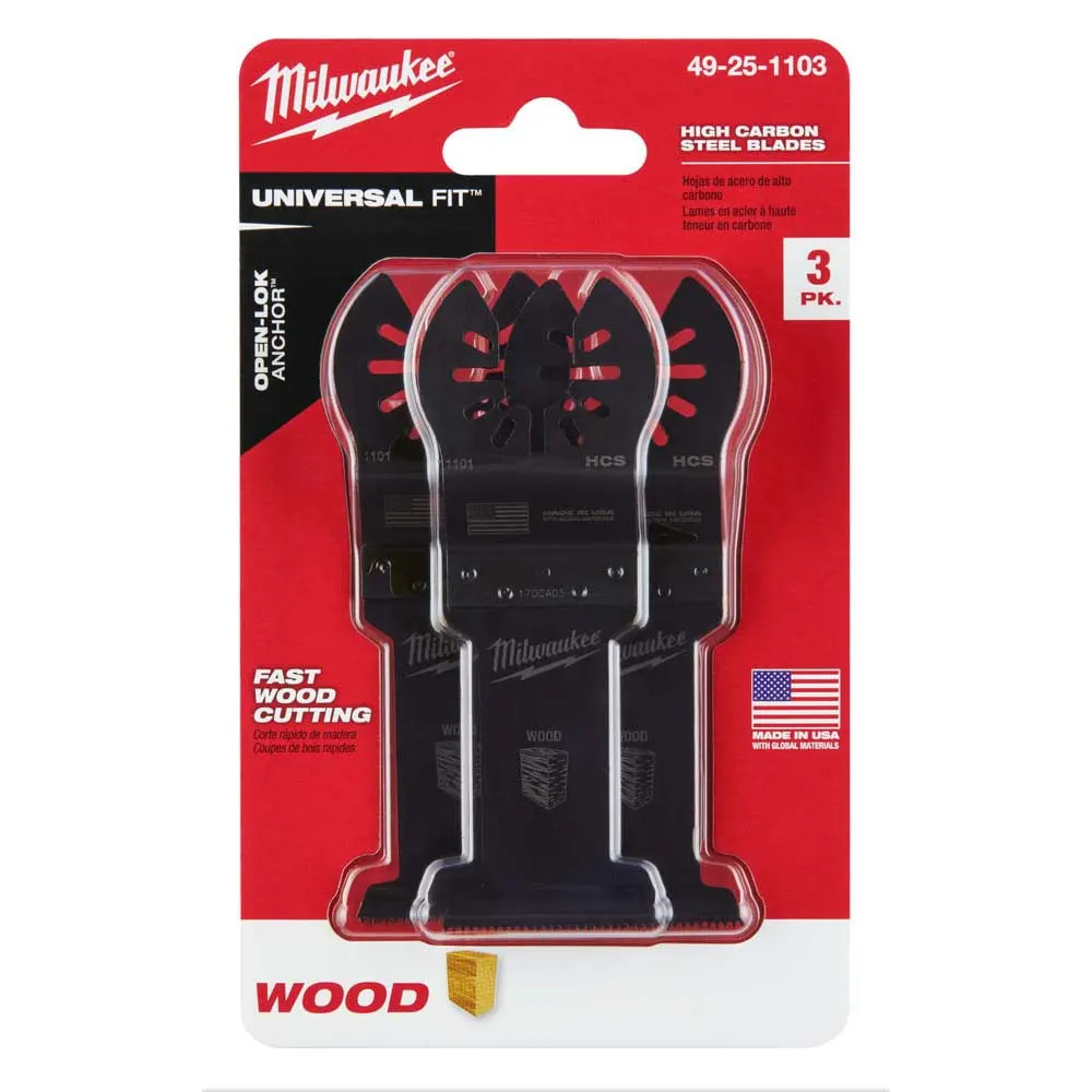 MILWAUKEE 3 piece 35mm OPEN-LOK High Carbon Steel Wood Blade 49251103