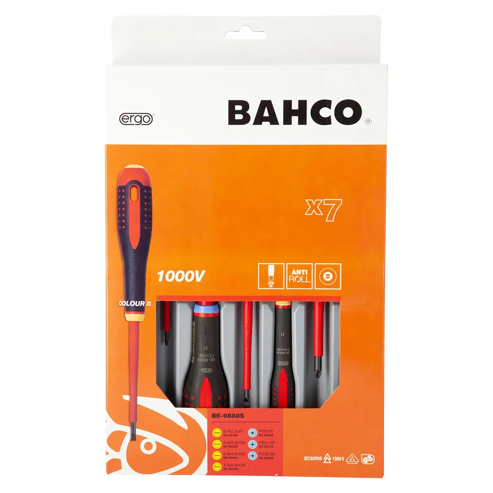 BAHCO 7 Piece 1000V VDE Insulated Screwdriver Set BE-9888S