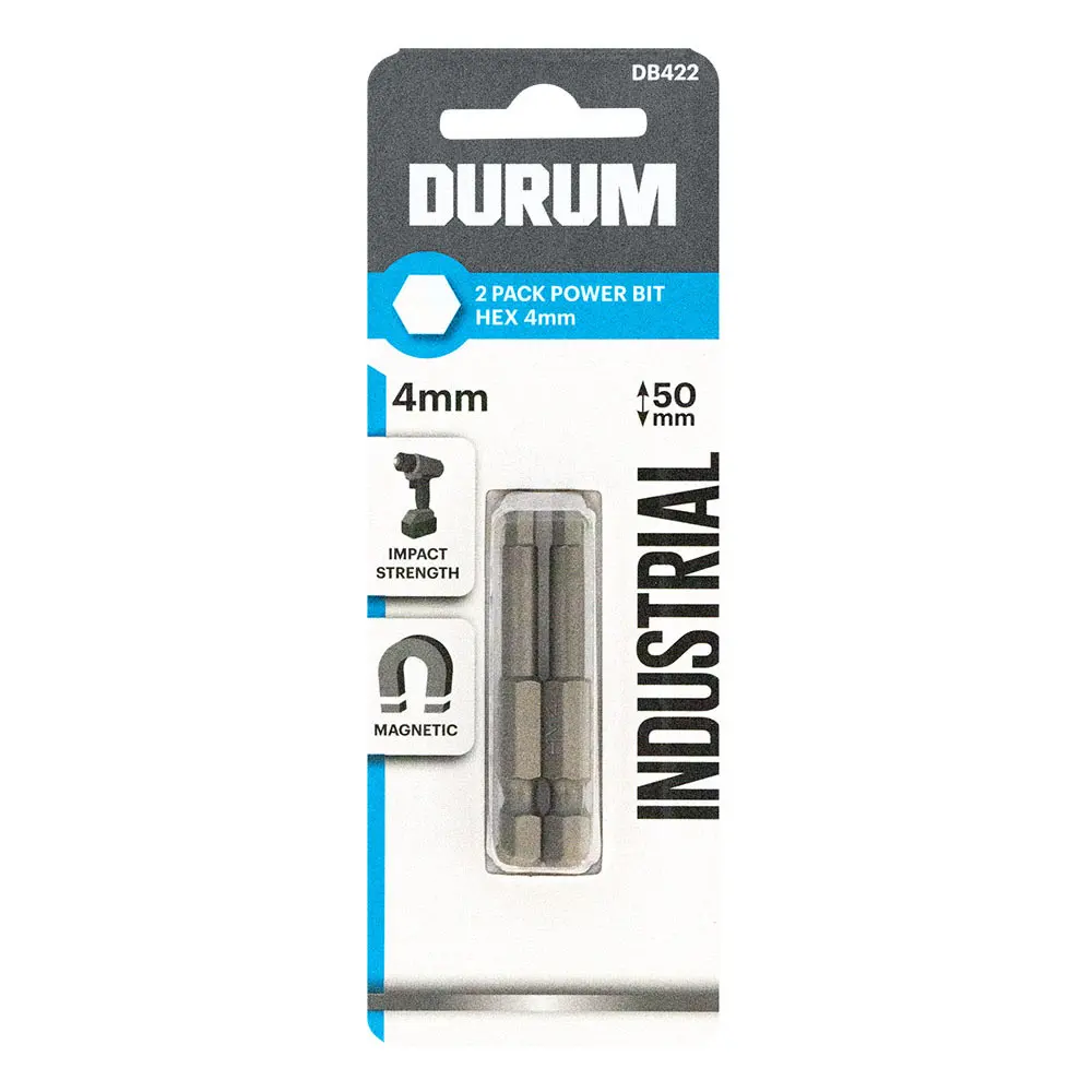 DURUM 4x50mm Hex Power Screwdriver Bit - 2 Piece DB422