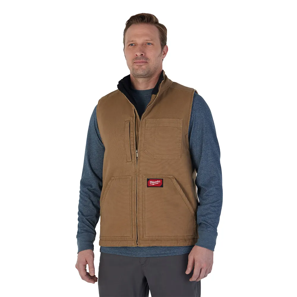 MILWAUKEE GRIDIRON Sherpa Lined Vest - Brown 801BR