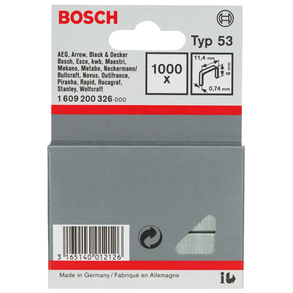 BOSCH 6mm Staples  - 1000 Pieces BOX Suits PTK14E 1609200326