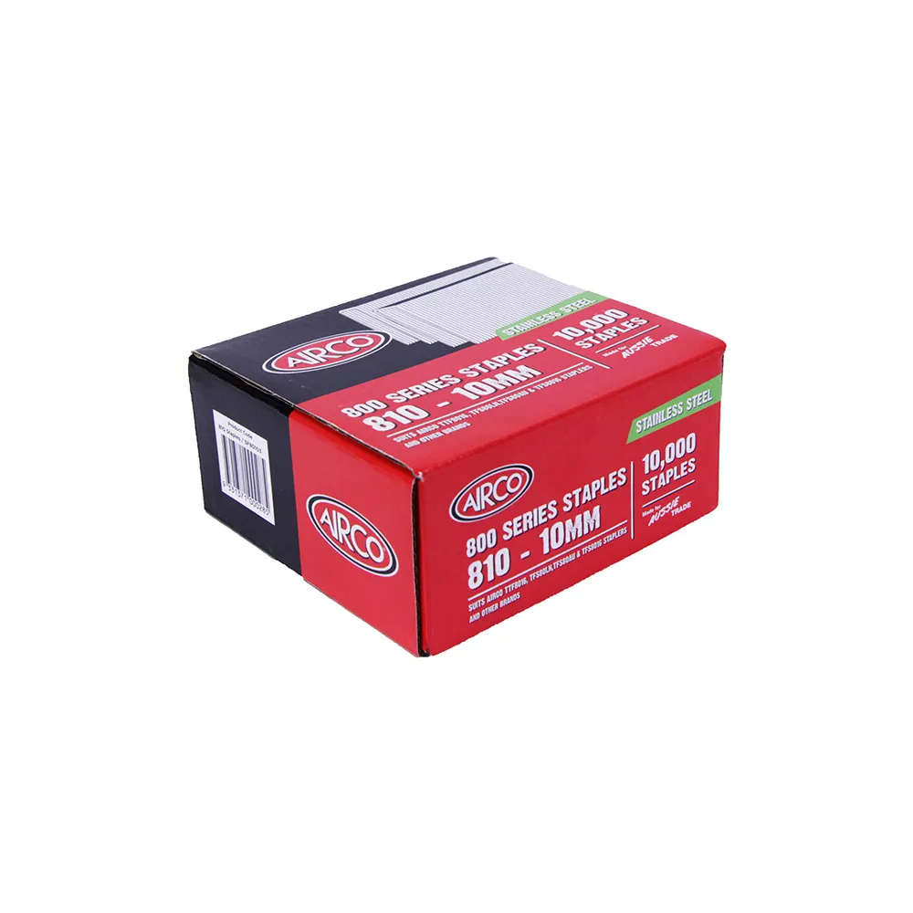 AIRCO 800 Series Staples 304 Grade Stainless Steel - 10mm Box of 10000 SF80103