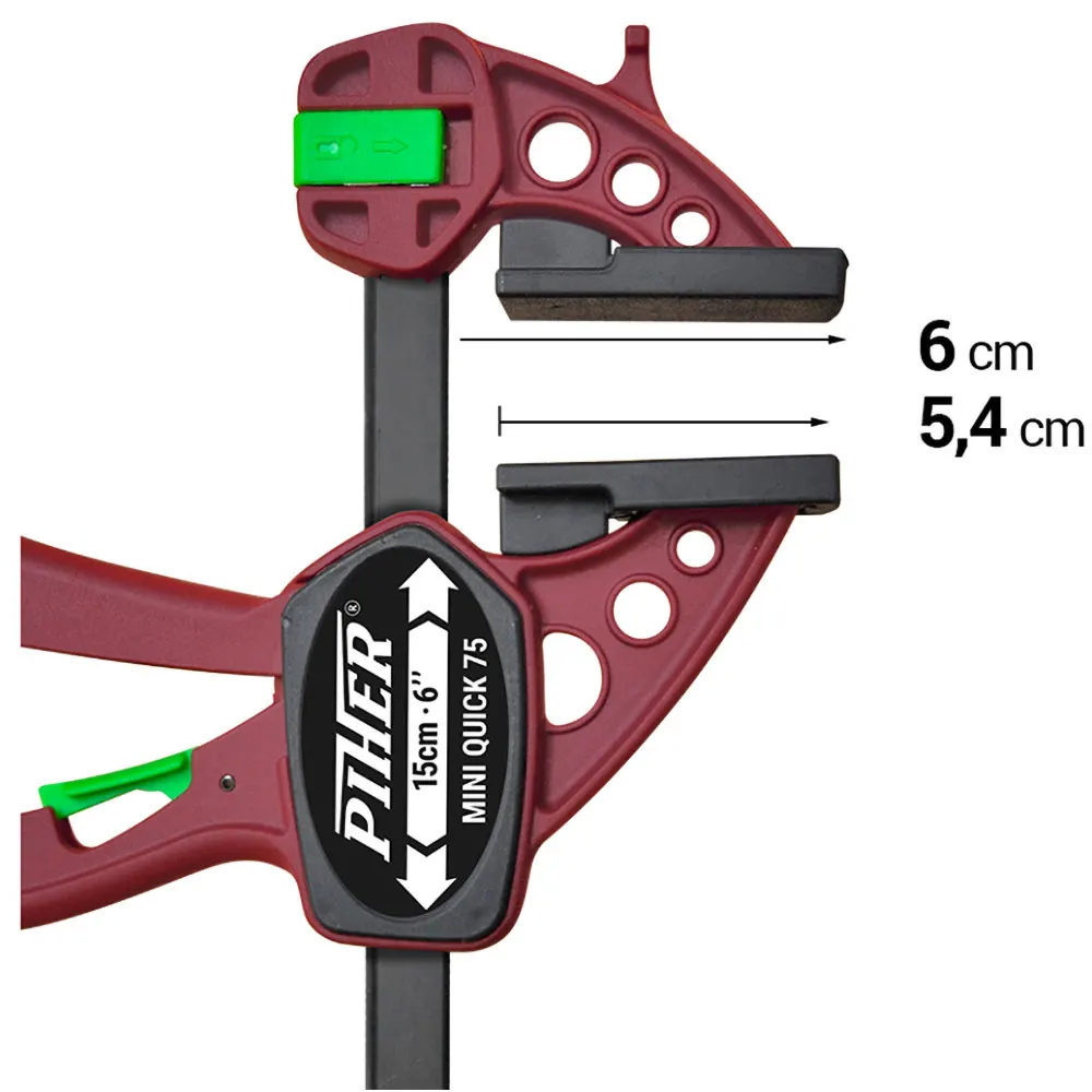 PIHER Mini Quick Clamp 150mm Openning 55mm Clamping Surface GP-52415