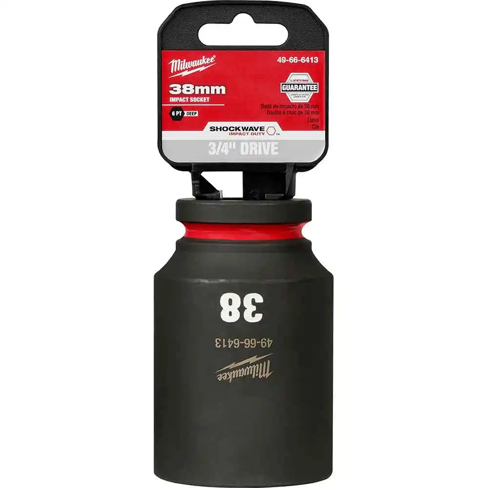 MILWAUKEE SHOCKWAVE 3/4inch Drive 38mm Deep 6 Point Impact Socket 49666413