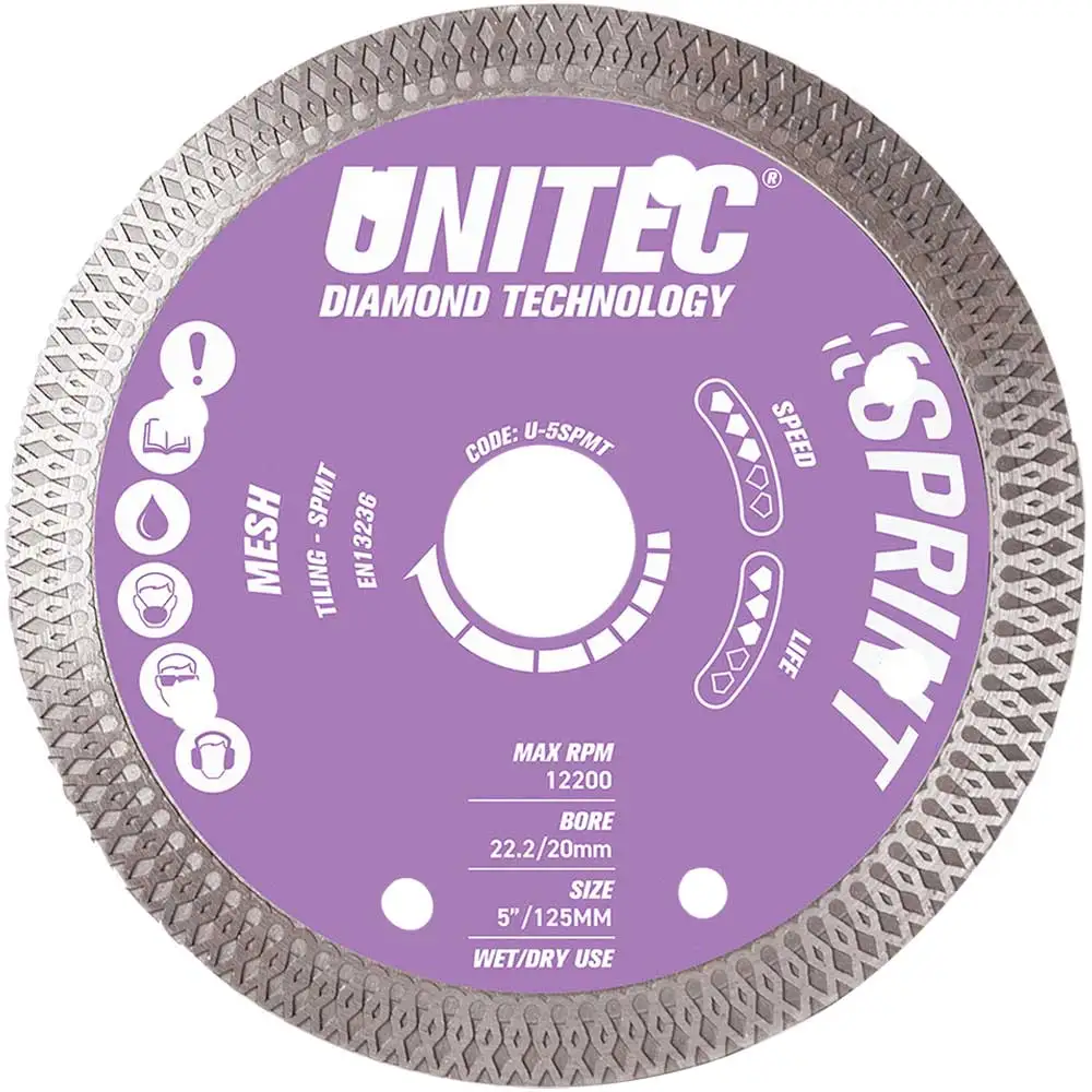 UNITEC 125mm Turbo Diamond Blade For Tiling Cutting - Sprint U-5SPMT
