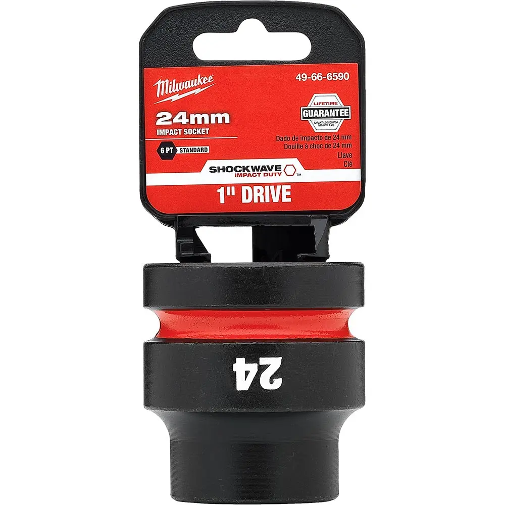 MILWAUKEE SHOCKWAVE 1inch Drive 24mm Standard 6 Point Impact Socket 49666590