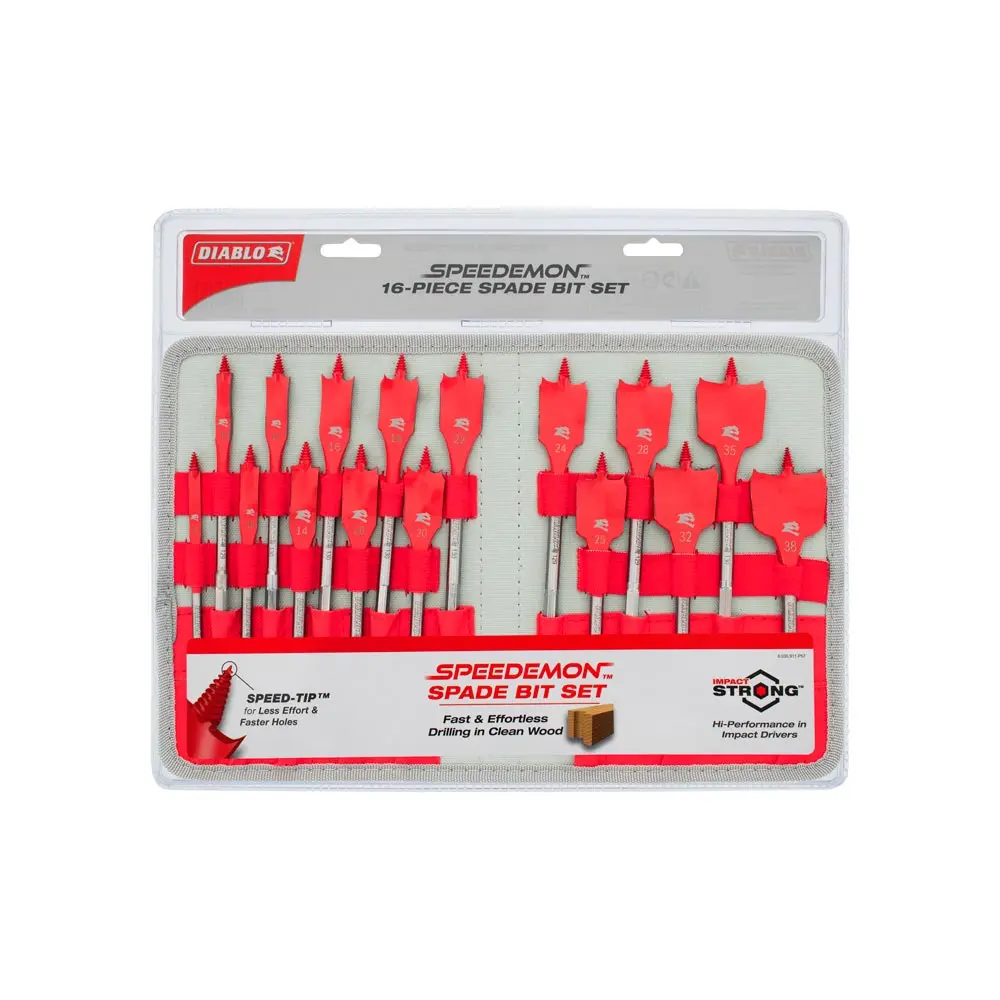 DIABLO 6-38mm 1/4-Hex SPEEDemon Spade Bit Set - 16 Piece 2608F03236