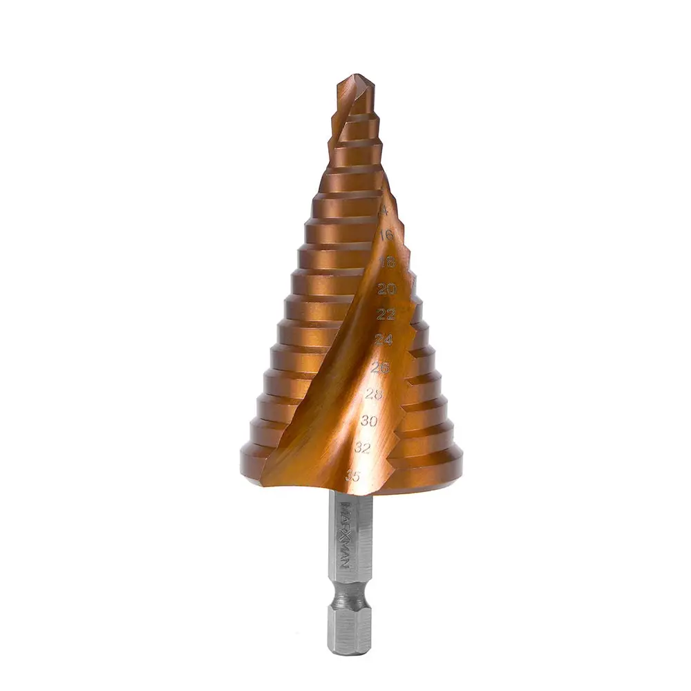 MARXMAN 6-35mm 15-Step 1/4-Hx Spiral Step HSSCO Metal Drill Bit MSD635COHX