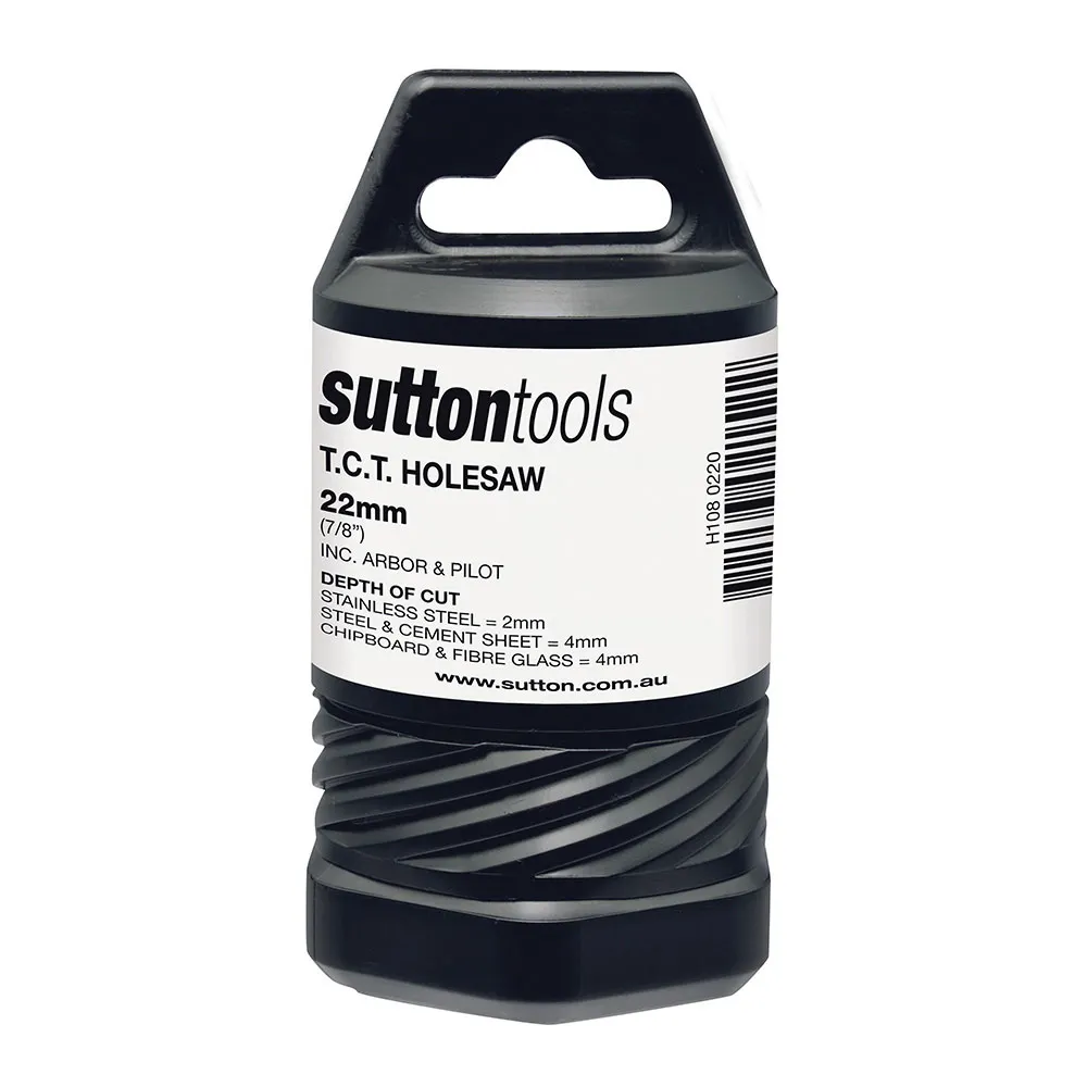 SUTTON 22mm TCT Metal Holesaw w/ Arbor H1080220