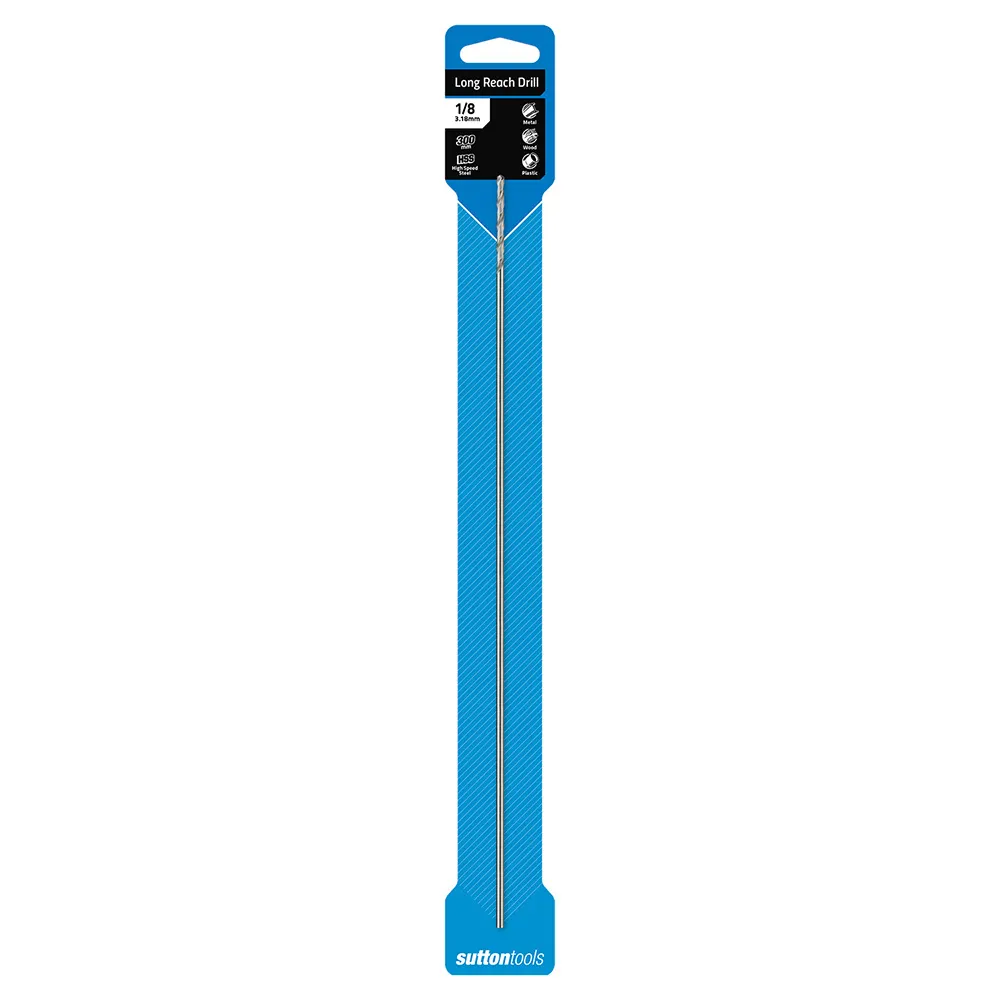 SUTTON 1/8inch x 300mm Metal Drill Bit Extra Long HSS D2170318