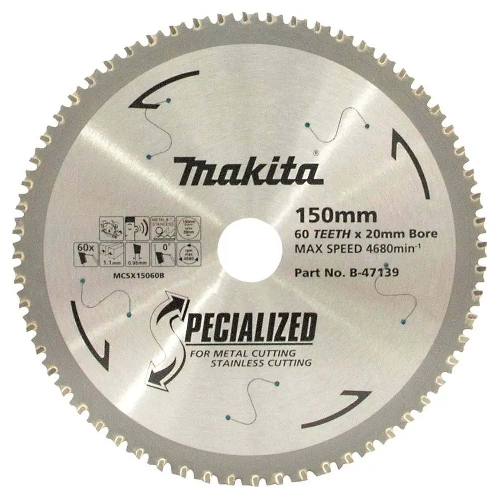 MAKITA 150mm 60T TCT Circular Saw Blade for Stainless Steel Cutting - SPECIALIZED B-47139