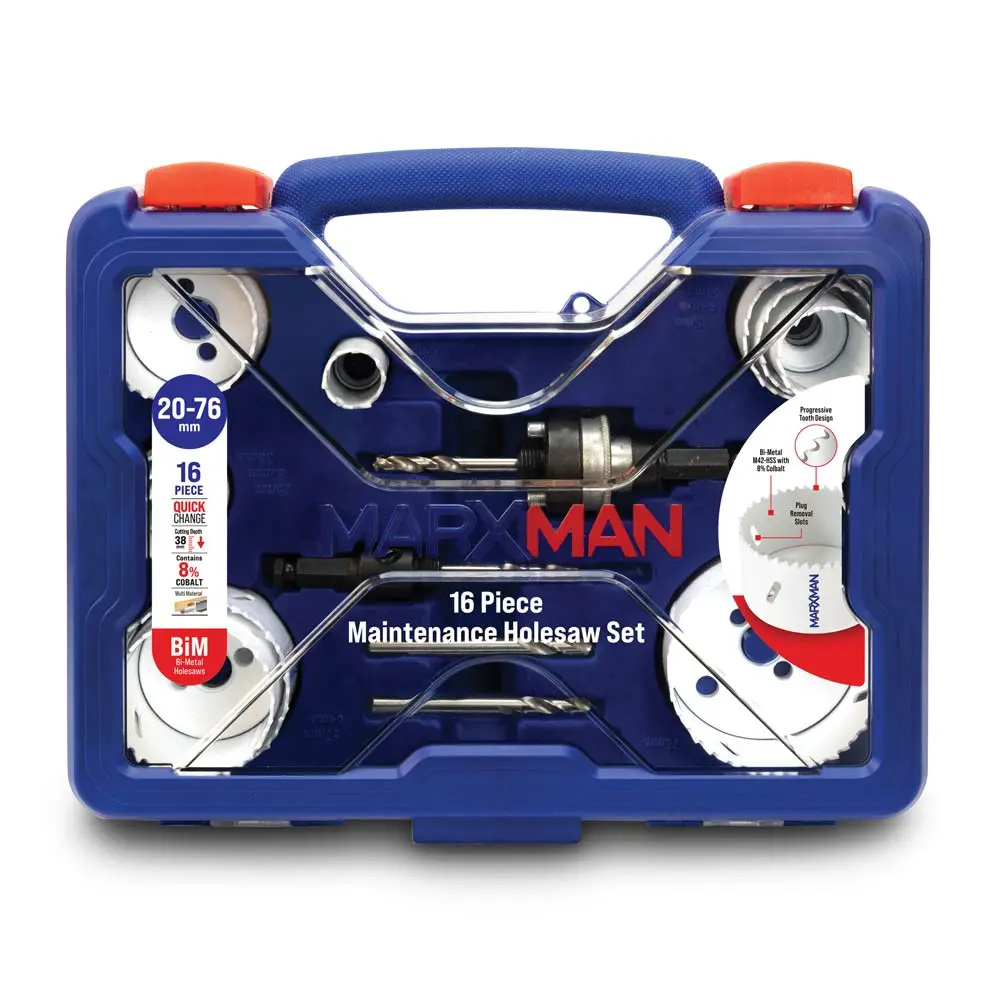 MARXMAN 20-76mm Bi-Metal/Wood Maintenance Holesaw Set - 16 Piece MHSBIM16PC