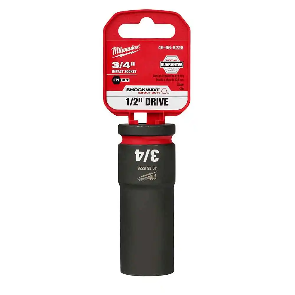 MILWAUKEE SHOCKWAVE 1/2" Drive 3/4" Deep 6 Point Impact Socket 49666226