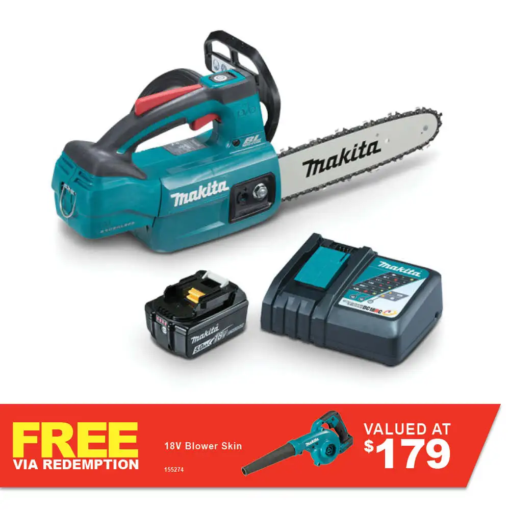 MAKITA 18V Brushless 1 x 5.0Ah 250mm Top Handle Chainsaw Kit DUC254RT