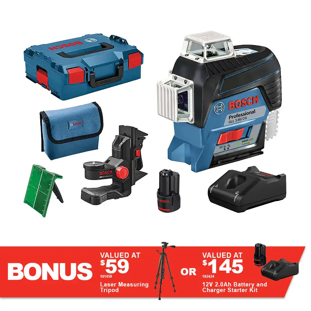 BOSCH 12V 3x360° Green Multi-Line Laser Level Kit 06159940R1