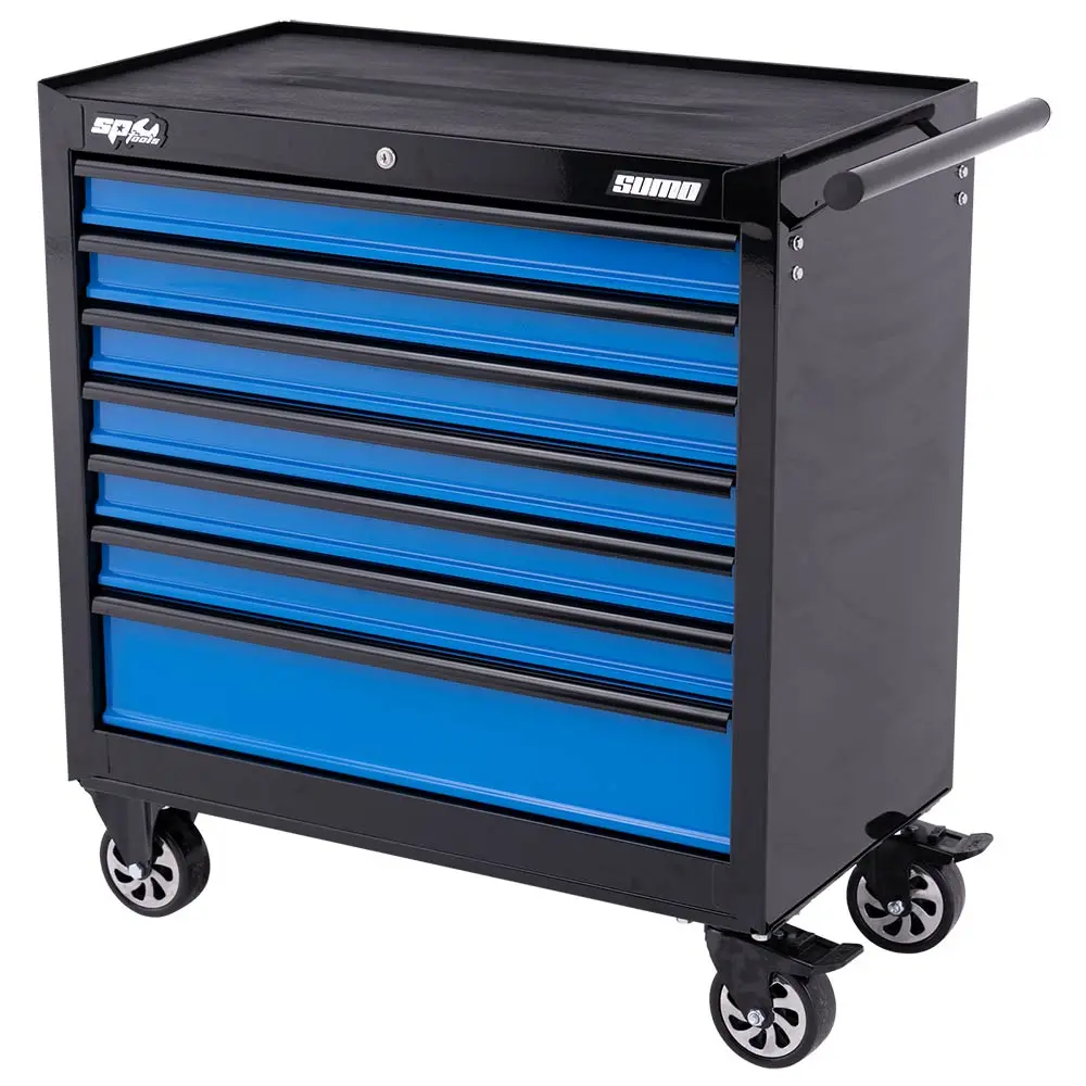 SP TOOLS 7 Drawer Custom Sumo Series Roller Cabinet Black/Blue SP40126