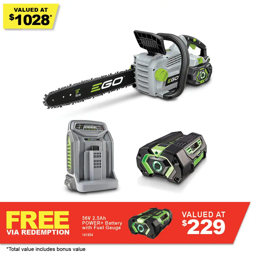 EGO 56V Brushless 45cm (18") 1x5.0Ah Chainsaw Kit CS1805E