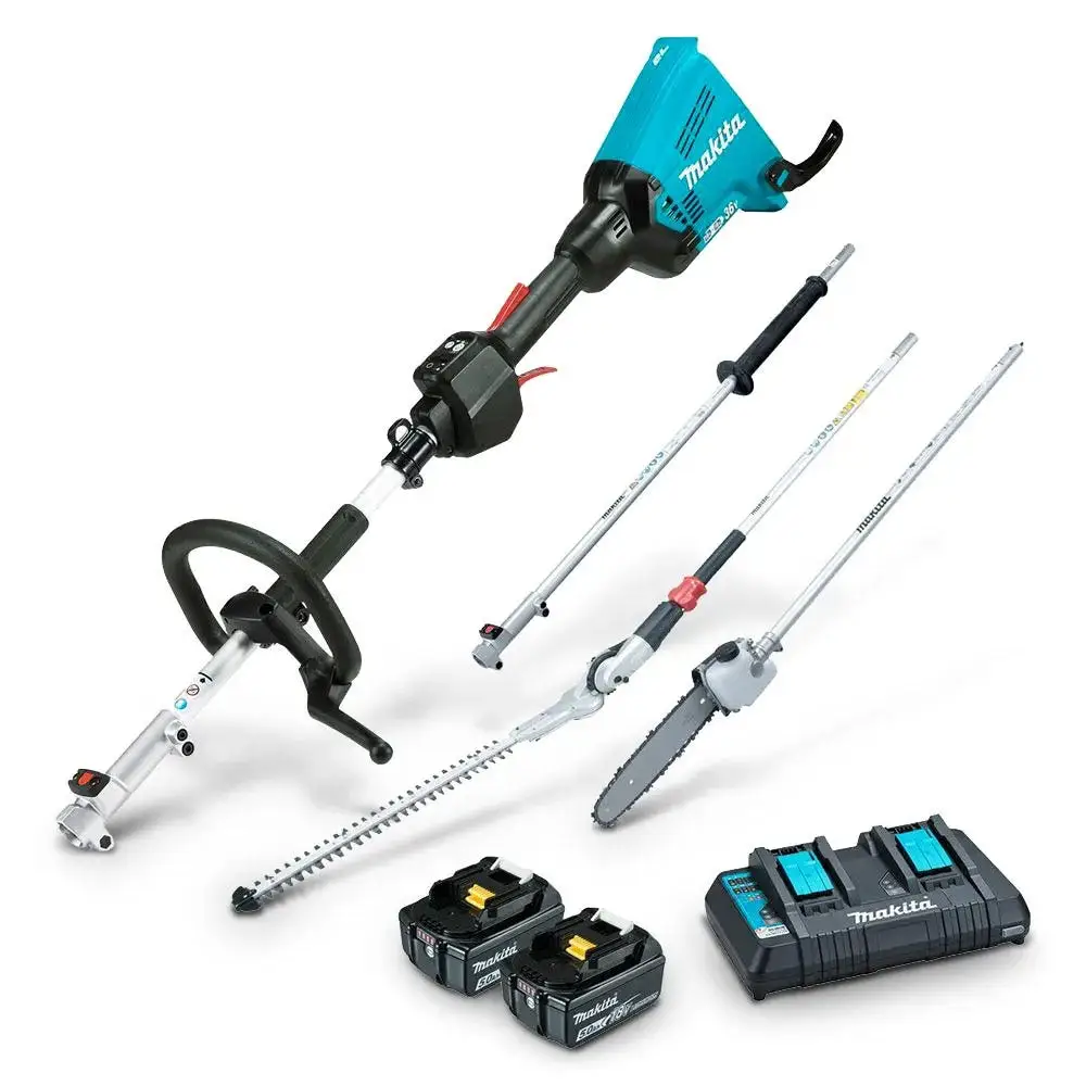 MAKITA 36V Brushless 2 x 5.0Ah Multi-Function Power Head, Pole Saw & Hedge Trimmer Kit DUX60PSHPT2-B
