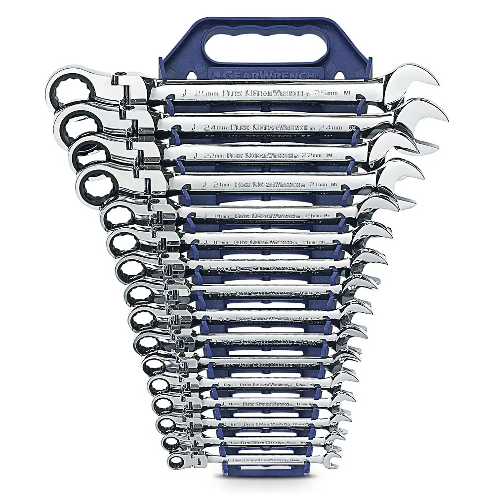 GEARWRENCH 16 Piece Metric Flex Head Combination Ratcheting Spanner Set 9902D