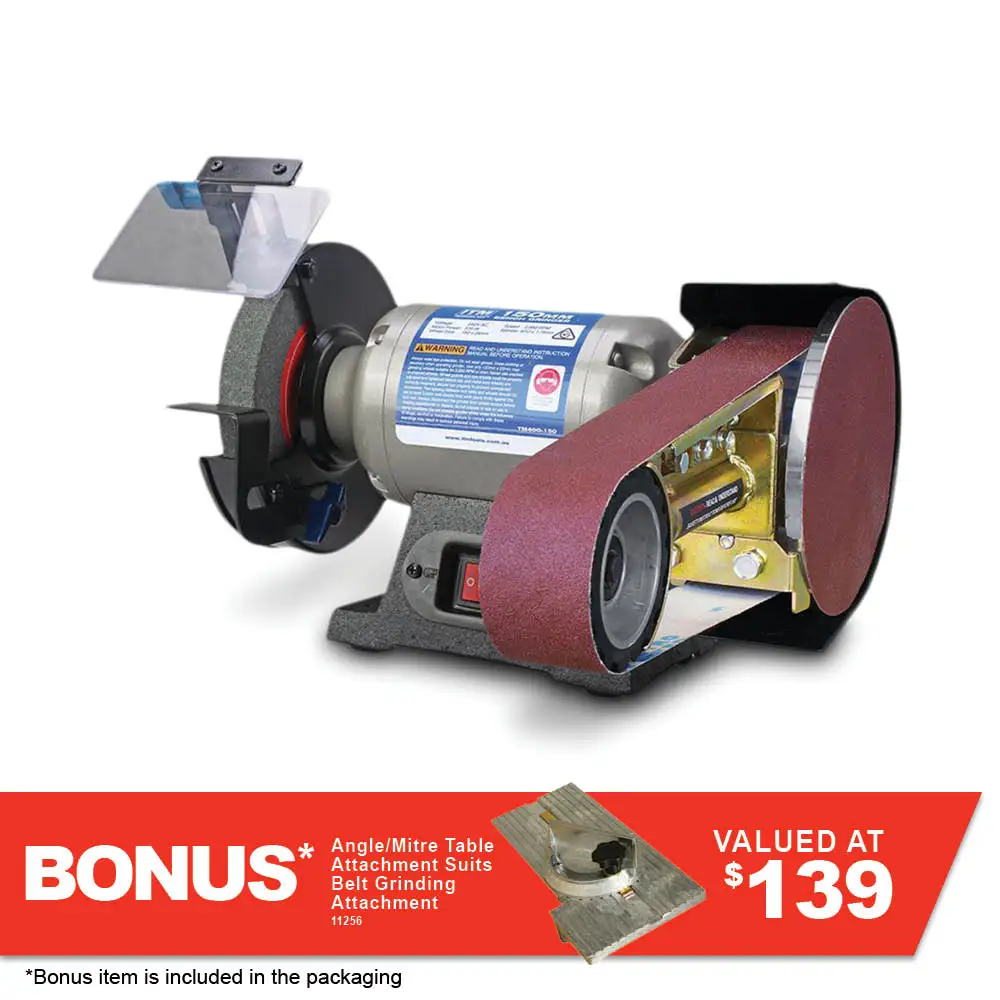 MULTITOOL 150mm Bench Grinder w/ 50x915mm Industrial Tools Attachment PO362-150
