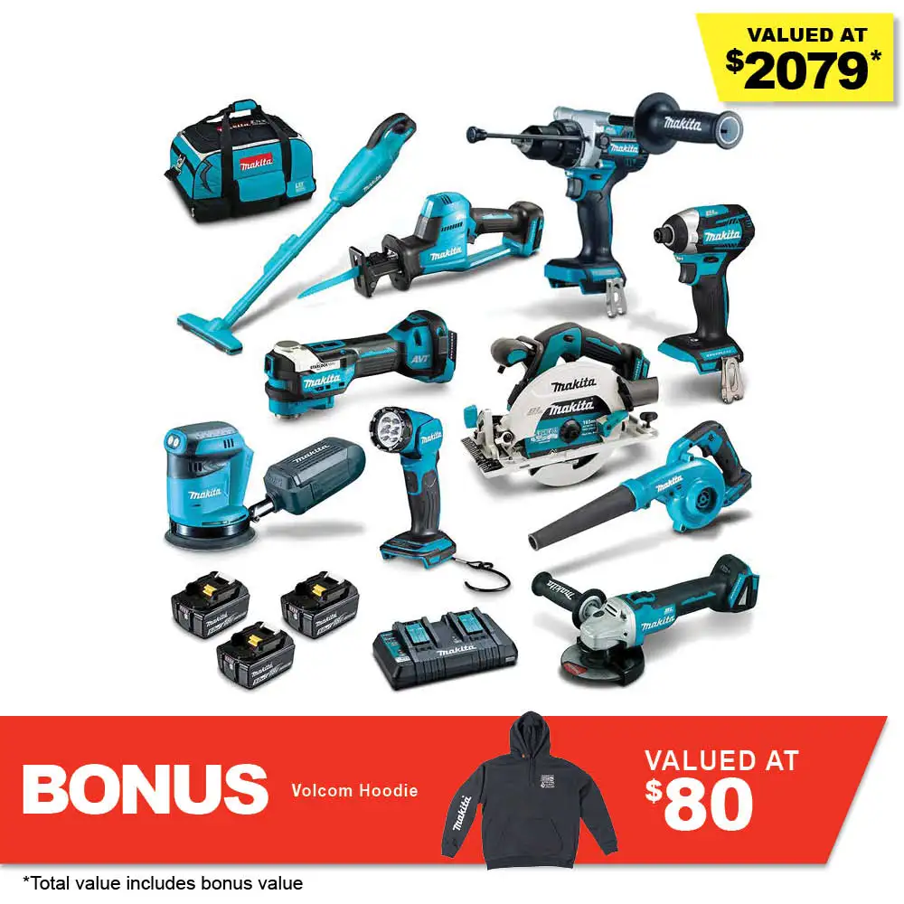 MAKITA 18V Max Brushless 10 Piece 3 x 5.0Ah Combo Kit DLX1061TX1
