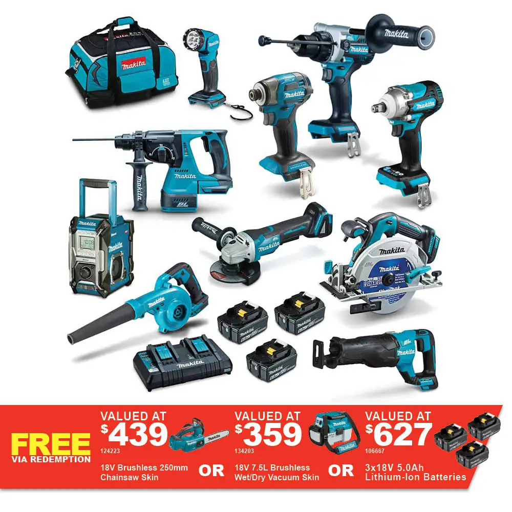 MAKITA 18V Brushless 10 Piece 3 x 5.0AH Combo Kit DLX1059TX1