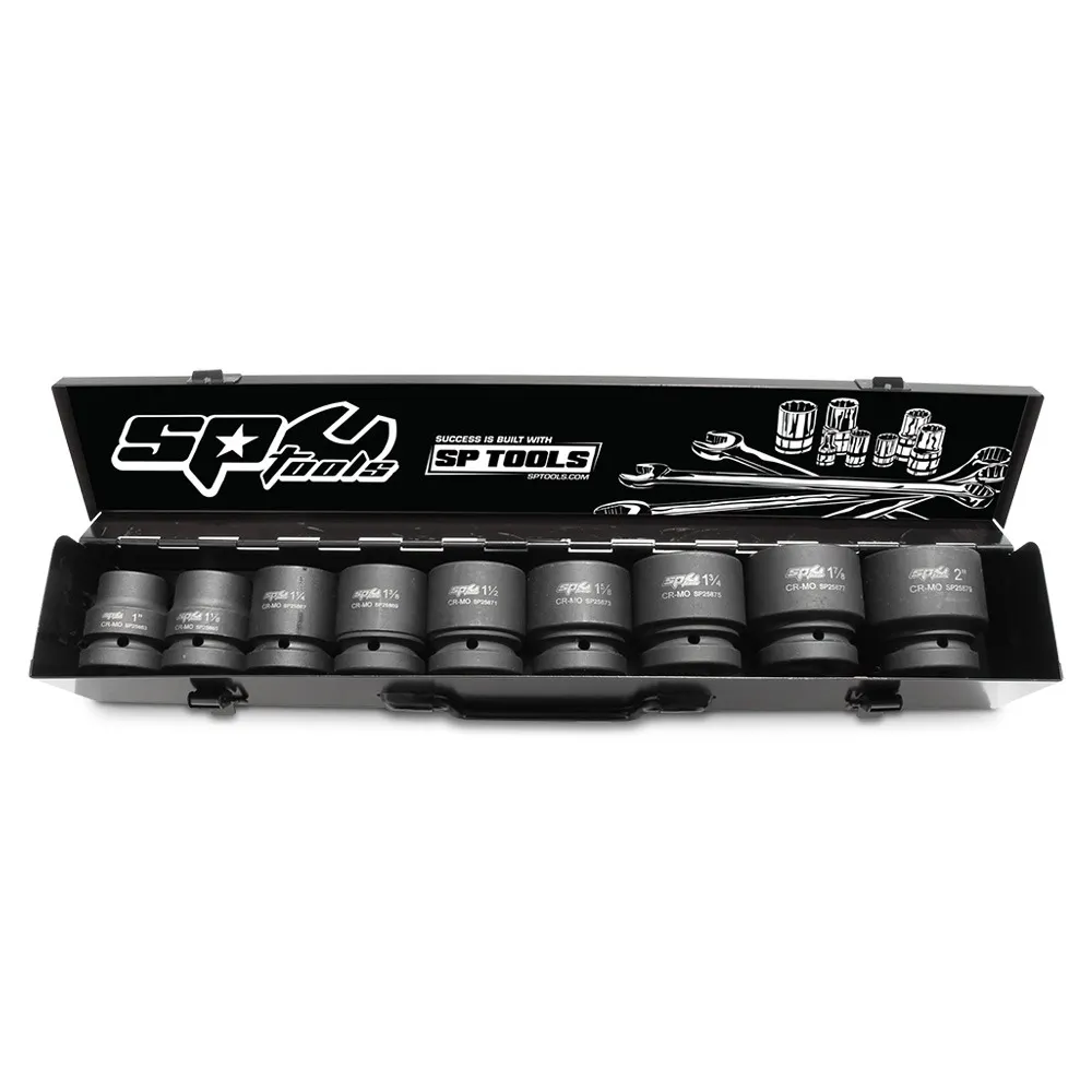 SP TOOLS 1inch Drive 6 Point SAE Impact Socket Set - 9 Piece SP20515
