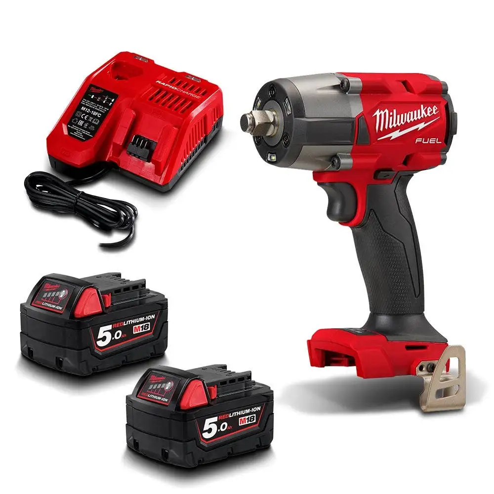 MILWAUKEE 18V FUEL 2 x 5.0Ah 1/2inch Next Gen Mid-Torque Impact Wrench Kit M18FMTIW2F12-502C
