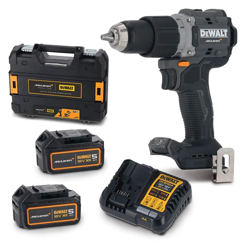 DEWALT MCLAREN 18V Brushless 2 x 5.0AH Hammer Drill Kit DCD85MP2T-XE