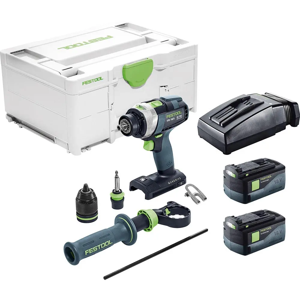 FESTOOL TPC 18V Cordless 4 Speed Hammer Drill 5.0Ah Bluetooth Set in Systainer 578286