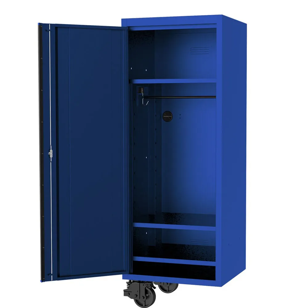 SP TOOLS 27inch USA Sumo Series Side Cabinet - 3 Fixed Shelves & Clothes Hang Rail - Blue/Black SP44885BL