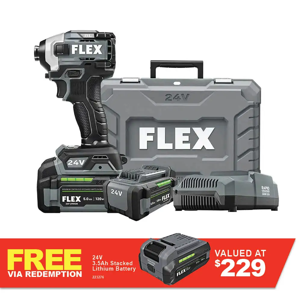 FLEX 24V 2 x 5Ah 1.4inch Brushless Impact Driver Kit FXA1371A-2C