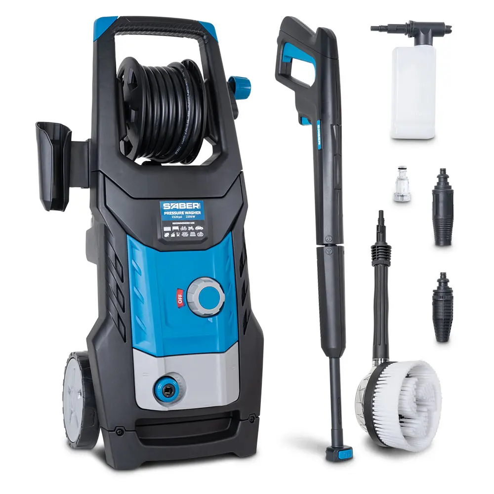 SABER 2320psi Electric Pressure Washer with Hose Reel and Brush Kit SABPWE2200