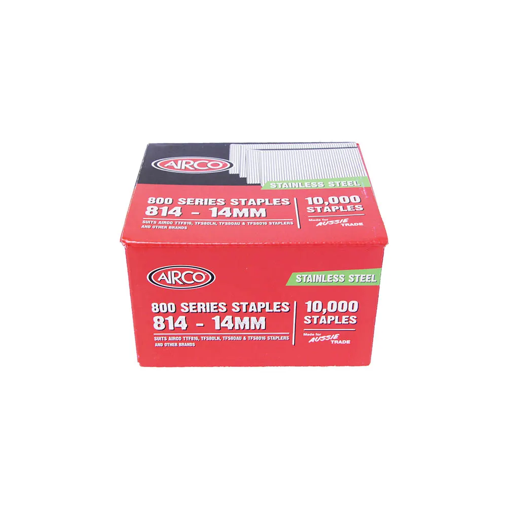 AIRCO 800 Series Staples 304 Grade Stainless Steel - 14mm Box of 10000 SF80143