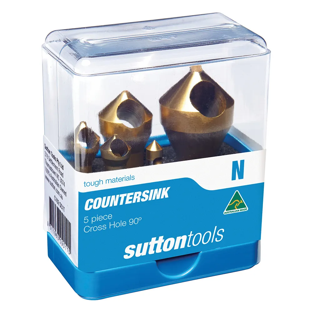 SUTTON 6-28mm 90-deg Bit Crosshole HSS TiN Countersink Set C102SC1T