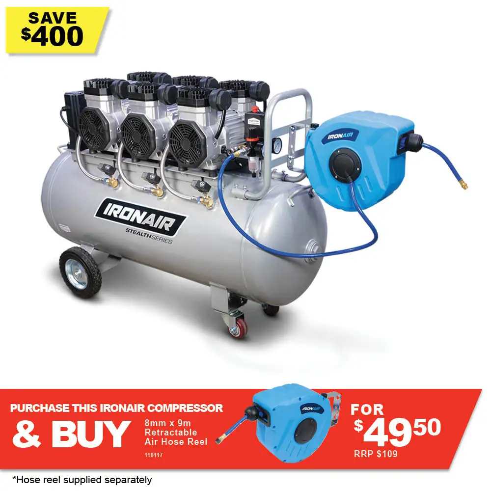 IRONAIR 4.5HP 150L Super Quiet Direct Drive Air Compressor TTD22150OF