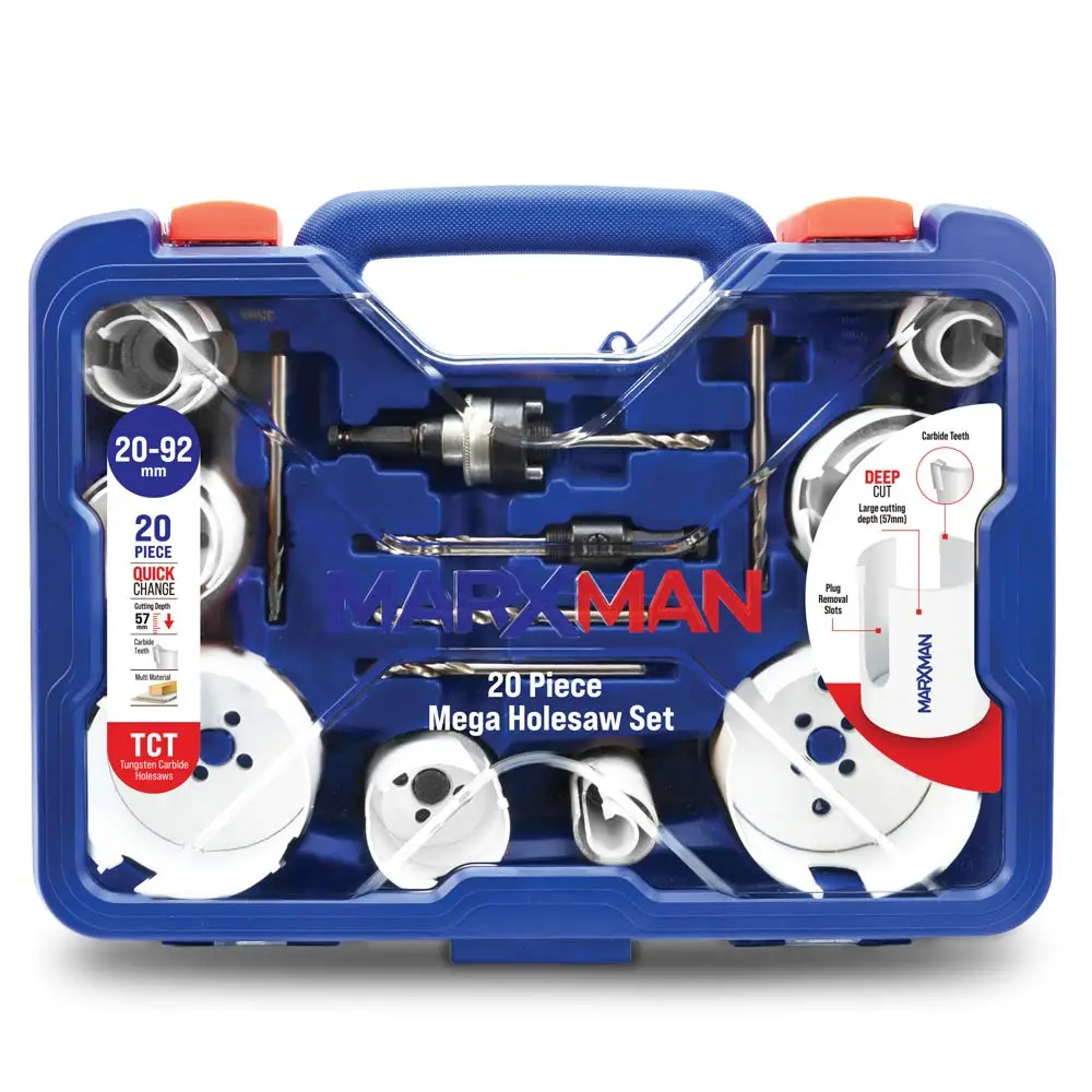 MARXMAN 20-92mm TCT Multipurpose Mega Holesaw Set - 20 Piece MHSTCT20PC