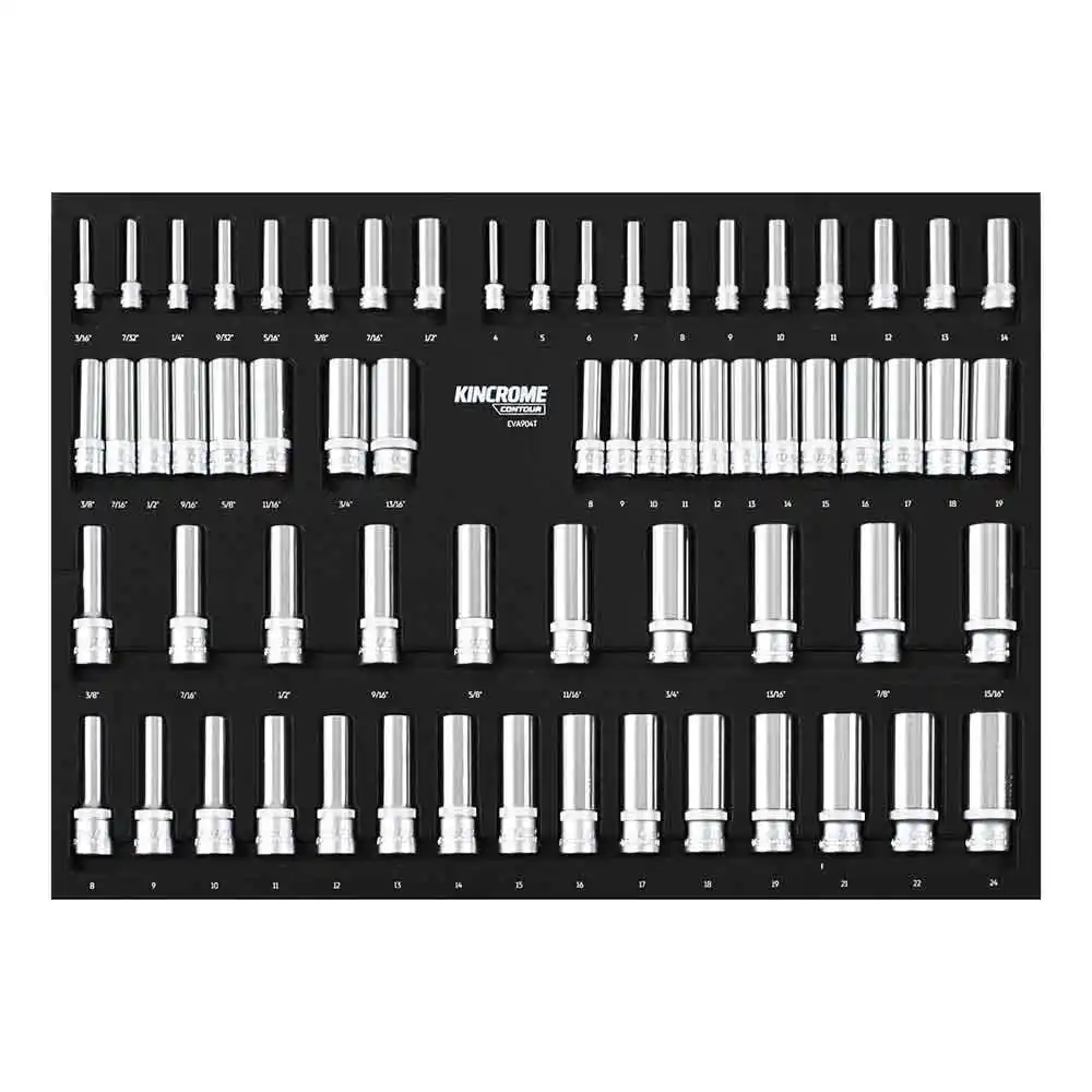 KINCROME Contour Deep Sockets EVA Tray With Tools - 64 Piece EVA904T