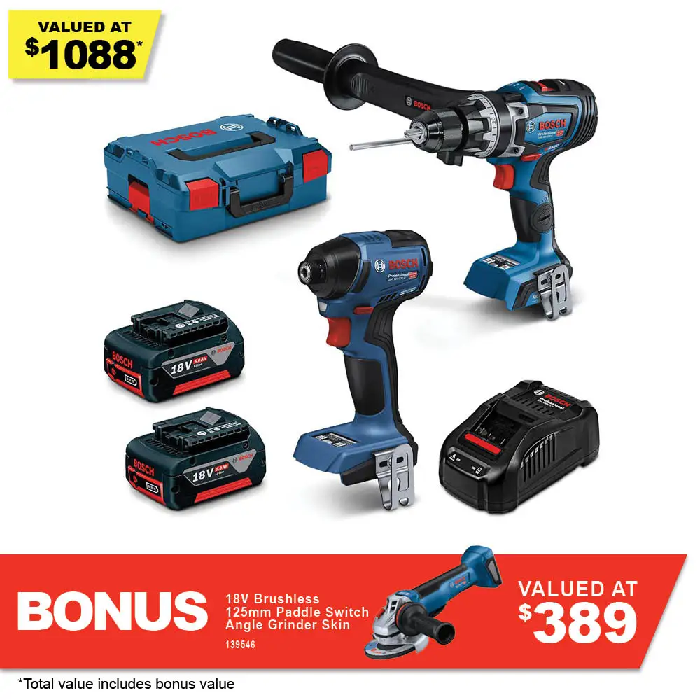 BOSCH 18V Brushless 2 Piece 2 x 5.0Ah Combo Kit 0615A5008N